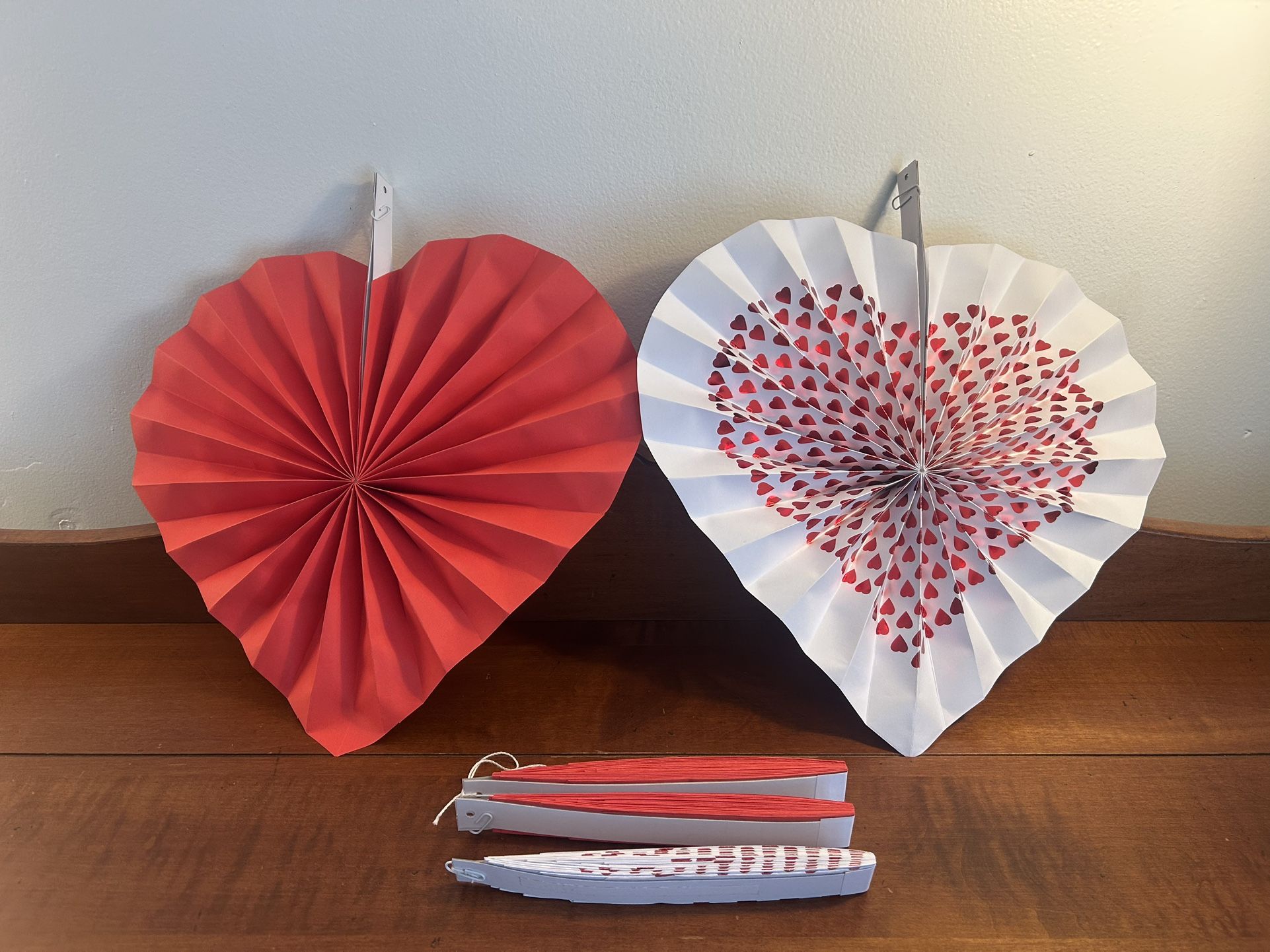 Set of 5 Valentine’s Day Hearts Paper Accordion Decorations 13.25” long