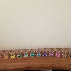 NEW! FULL SIZE FAMOUS BOHEMIAN CRYSTAL MULTI- COLOR SET OF 12 GOBLETS