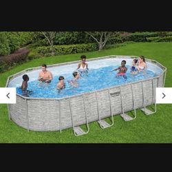 Bestway Extra Large Pool Power Steel 22’ X 12’ X 52’’ Above Ground Sand Filter Pump Backyard Summer Kids Adults New Pool