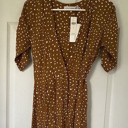 New With Tags Gold Orange Polka Dot Faithfull The Brand Anthropologie Maxi Dress Size Small