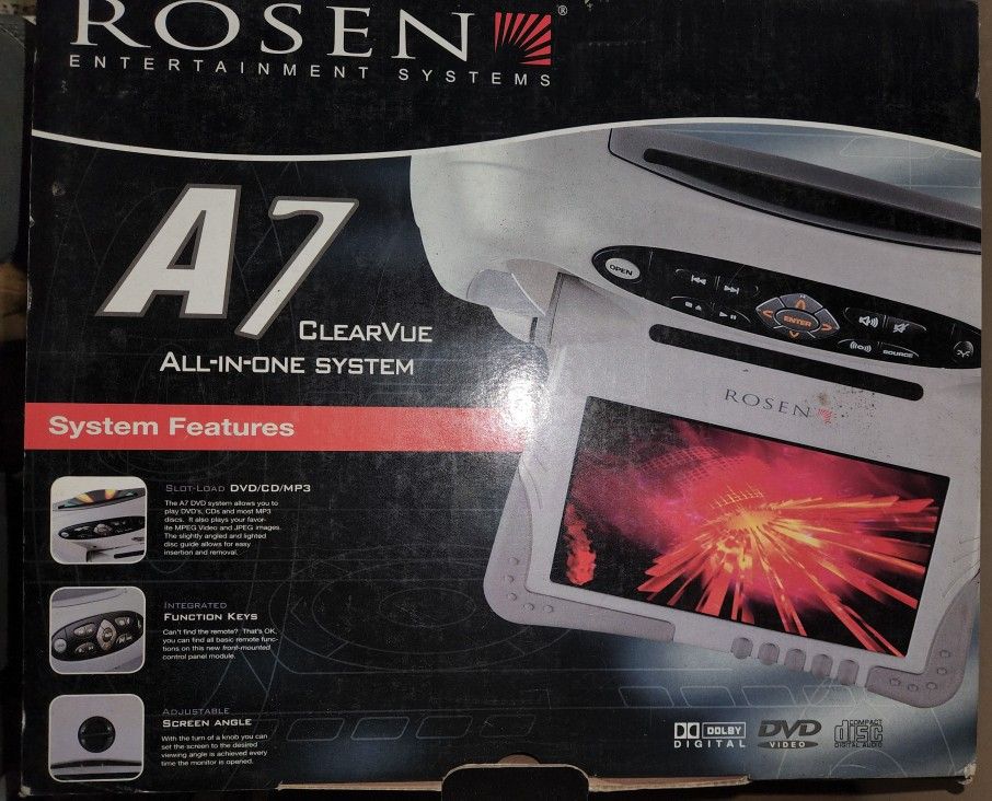 Rosen CV7080D A7 Clearview 7" All In One Car LCD / DVD Overhead Flip Down System - Neutral