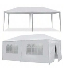 10 ft. x 20 ft. White Wedding Party Canopy Tent Outdoor Gazebo with 6-Removable Sidewalls