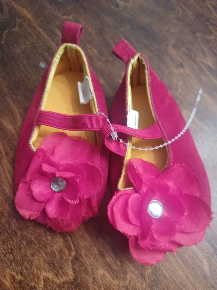Pink With Flowers Dress Up Shoes For Baby/Toddler
