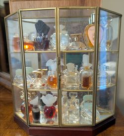 Mini Perfume Collection & Vintage Display Case