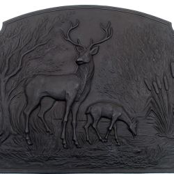 Deer Cast Iron Fireback, Black