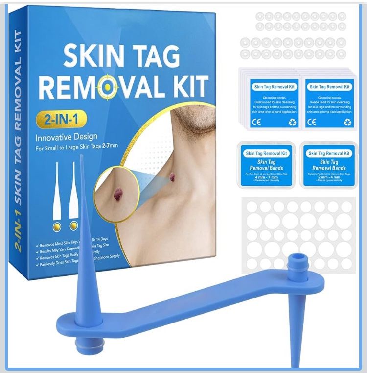 Skin Tag Removal Kit, 2-in-1 Effectively and Painless Skin Mole Tag Remover Set, Fast-Acting & Safe & Easy for Small to Large Sized Skin Tags Fall Off