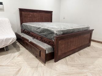 Queen bed and mattress with trundle