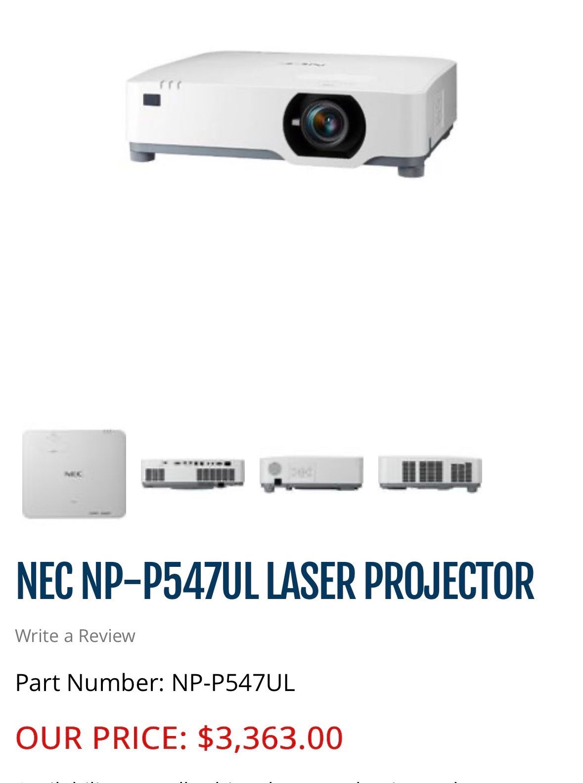 NEC NP-P547UL LASER PROJECTOR