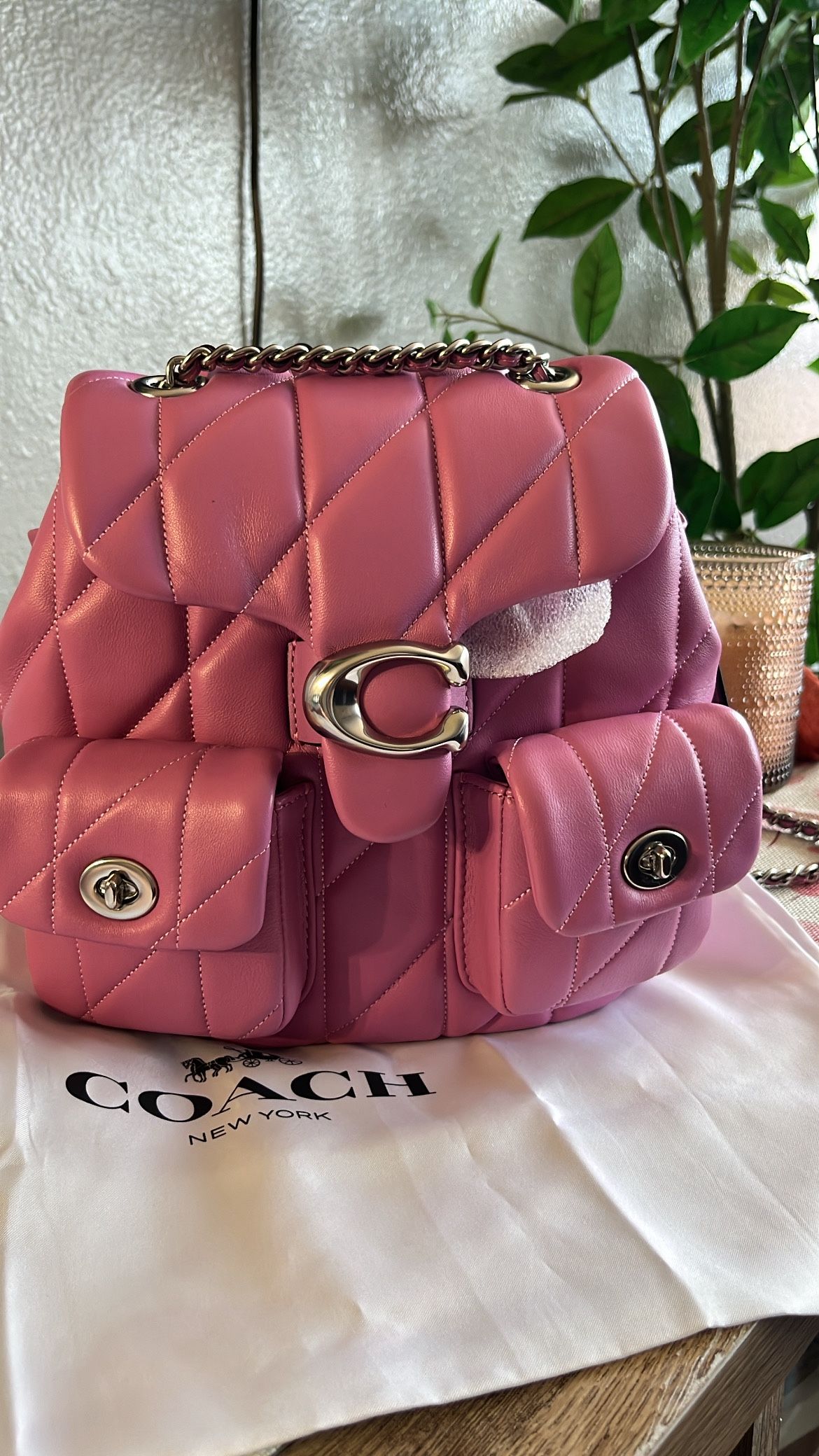 Coach Tabby Quilted Leather Convertible Backpack -Pink