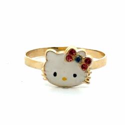 Little Girls Baby 14k Yellow Gold Hello Kitty Enamel Ring Size 4 GP3129691