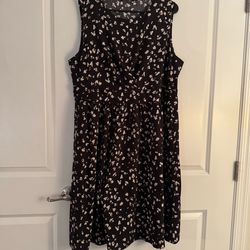 BloomChic Black Sleeveless Midi Dress with White and brown Print size 18-20