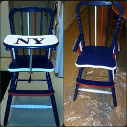 Vintage handpainted Ny giant high chair
