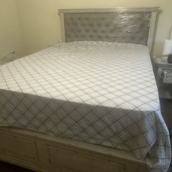 New Bed With Mattress, Spring Box, Nightstand, and Dinning Table