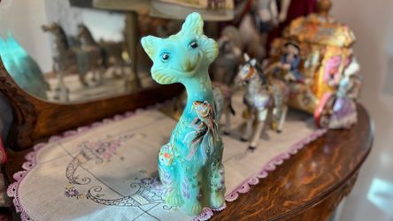 Fenton  Alley Cat/ Koi Fish Figurine limited 3/51/ JK  Spindle/ 11”