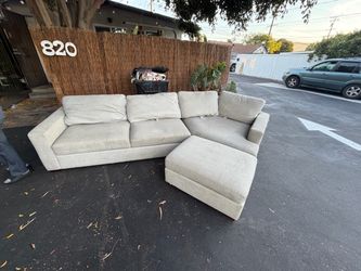 Light Gray Fabric Sectional Sofa with Ottoman