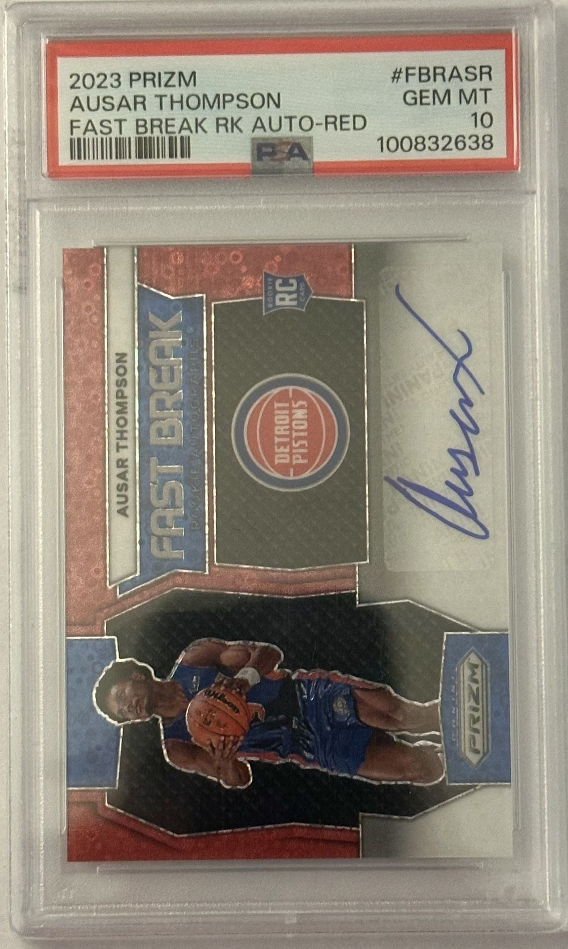 2023 Panini Prizm Ausar Thompson Fast Break Auto Red /75 PSA 10 GEM MINT