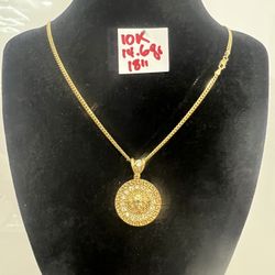 10K Solid Gold Chain and Pendant For Wedding 14.6Gr 18 Inches Long 