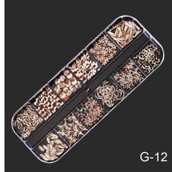 5 Pack 12 Grid Nail Studs Nail Crystals Nail Sequins for Nails Kit 