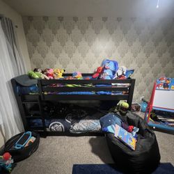 Better Homes & Gardens Tristan Twin-over-Twin Convertible Floor Bunk Bed, Black