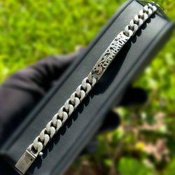 Jewelry .925 sterling silver cuban bracelet nameplate Mohamed 9.00” 5.50mm 95.9g