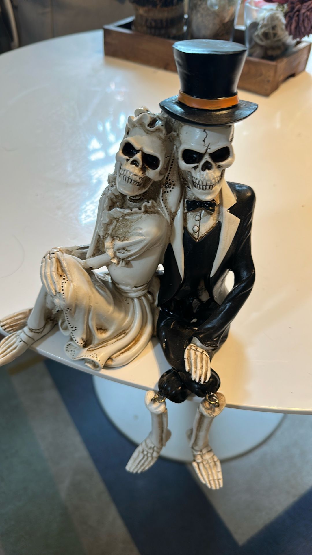 Wedding Bride & Groom Skeleton Figurine Shelf Sitters