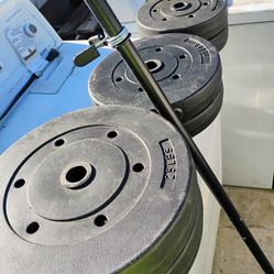 Barra con 100 libras en pesas nuevas