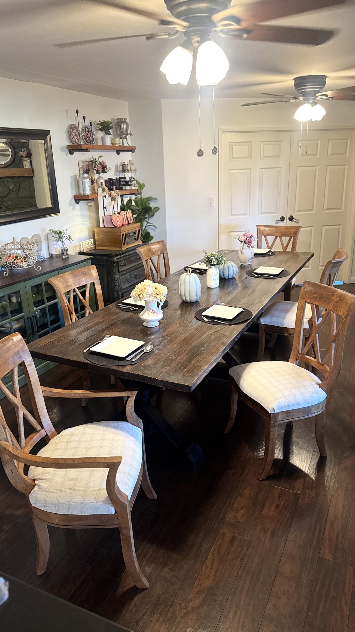 Refinished Wood Dining Chairs- Set of 6 (TABLE NOT INCLUDED)