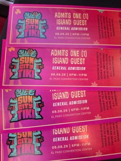 Sun City Tiki Tickets (4) Aug 8, 2026 from 6-11 PM