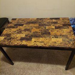 Flaux Wood/Marble Natural Finish Kitchen Table