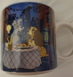 vintage Disney Store Lady and the Tramp collectible coffee mug