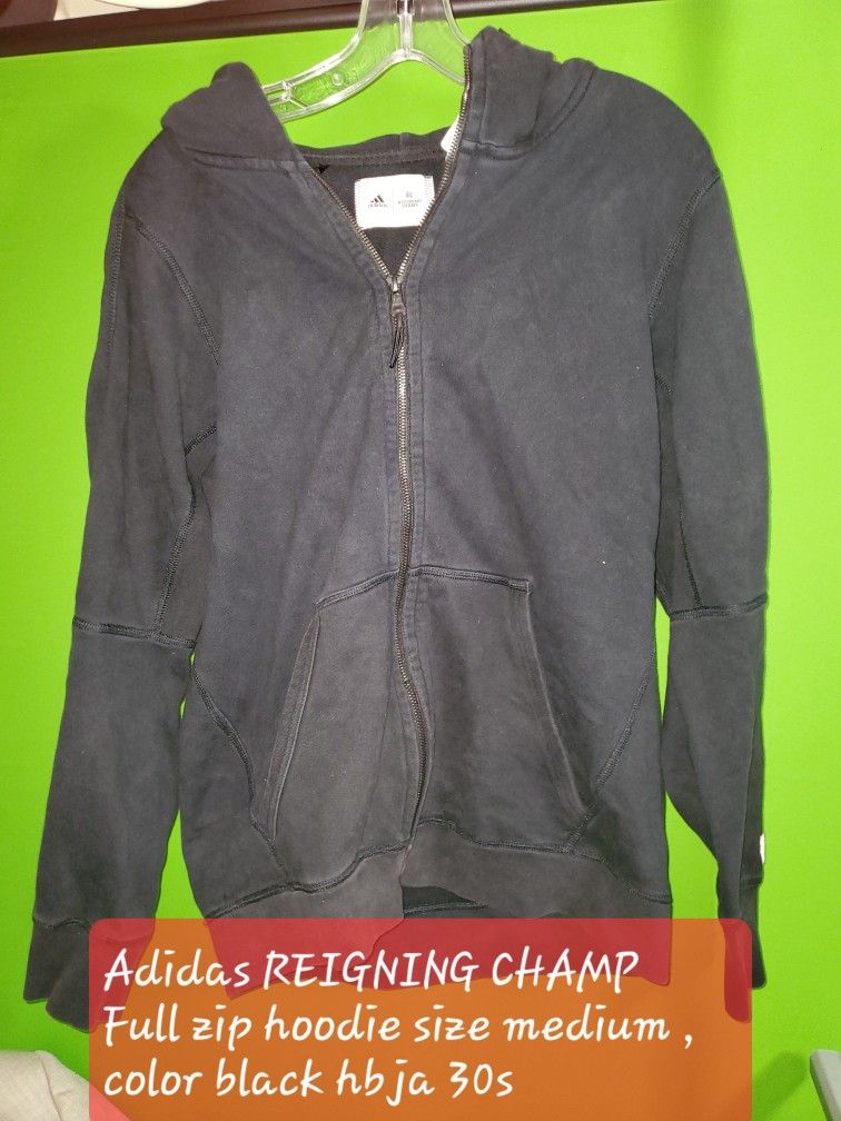 Adidas REIGNING CHAMP Full zip hoodie size medium , color black hbja 30s