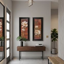Large Framed Floral Wall Art Set – Neutral Decor