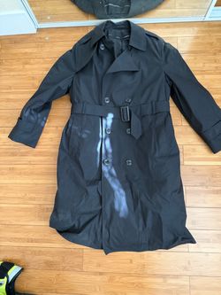 Black Double-Breasted Belted Trench Coat $150