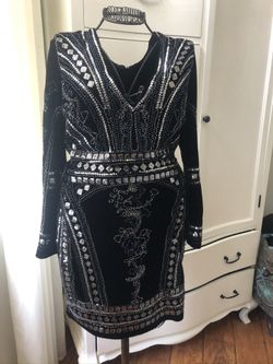 Dress- REVOLVE brand, sequin black, velvet, silver dress
