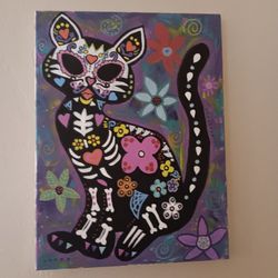 Cat Skeleton Painting 
