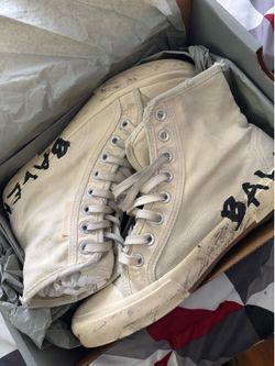 Balenciaga White Canvas High-Top Sneakers