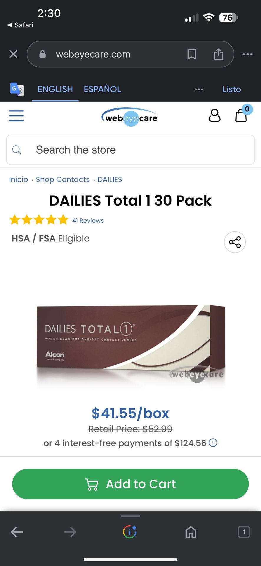 Dailies Contact Lenses 