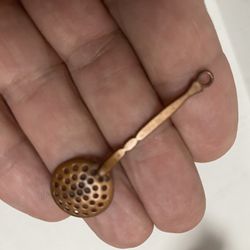 Vintage Antique Copper Kitchen Drain/strainer Spoon Miniature For Doll House 