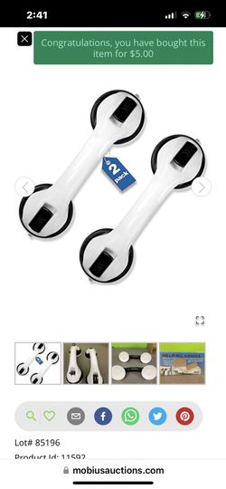 Two Suction Bathroom Grab Bars