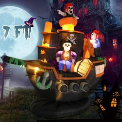 7 Ft Halloween Inflatable Pirate Ship