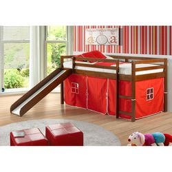 Kids Twin Tent Bed w/slide - Maple Color