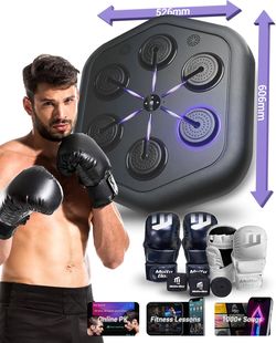 Music Boxing Machine M4, Smart Music Punching Machine with Custom Running Lights, Stereo Sound and APP Control, Wall Mount Boxing Machine for Adults -