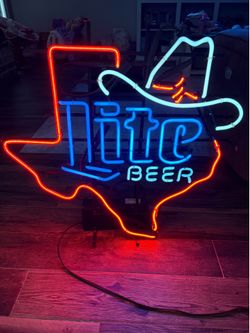 Texas Miller neon with cowboy hat