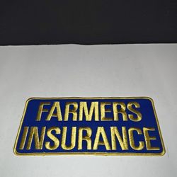 Vintage Farmers Insurance Large Collectible Embroidered Patch Emblem Blue Yellow