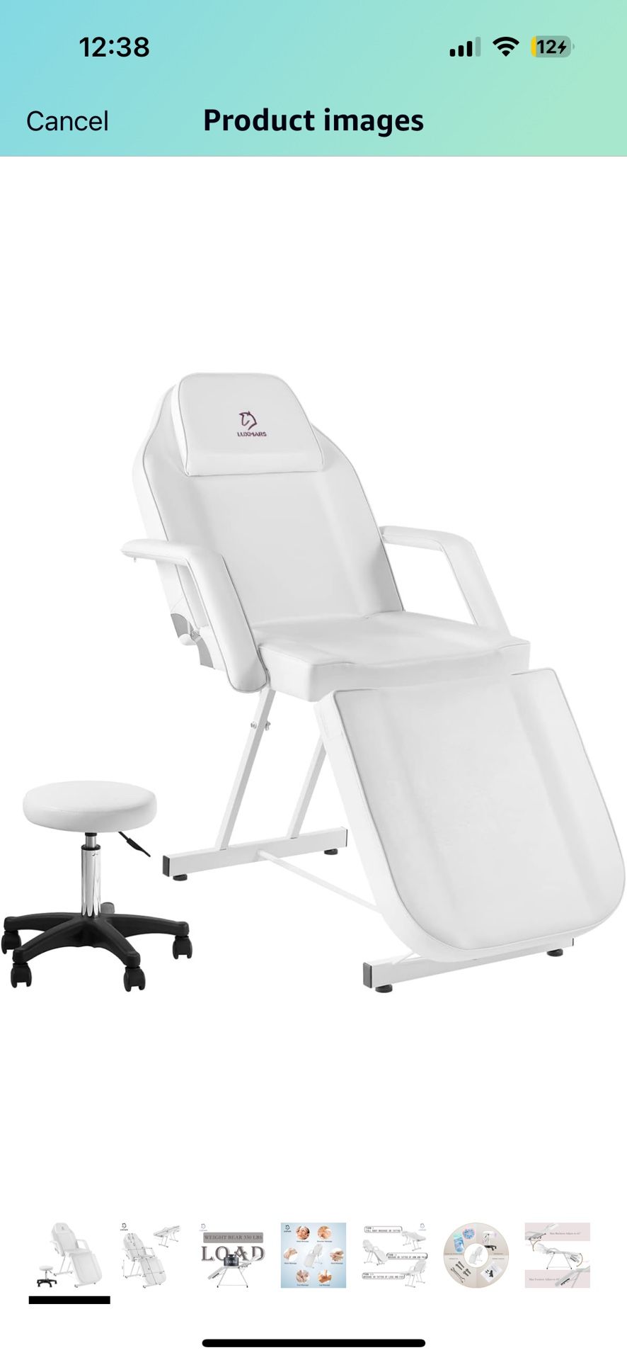 Facial Chair Massage Bed Tattoo Bed Esthetician with Hydraulic Stool for Professional Facial Lash Beauty Treatment Spa, Whi