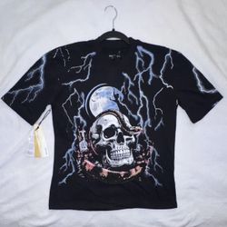 Reason Clothing Skull Lightning Graphic T-Shirt Black Size Small