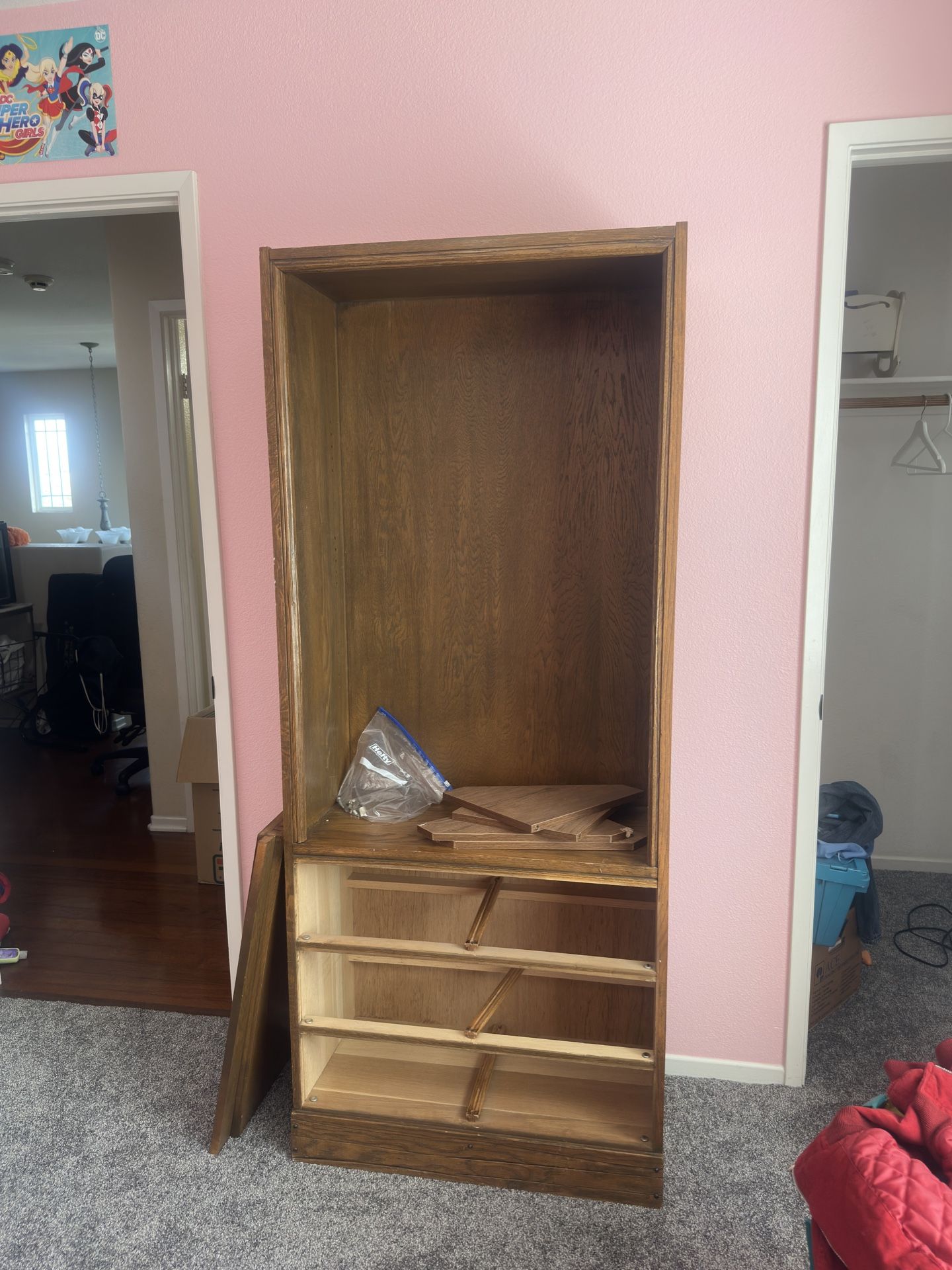 brown shelves display 