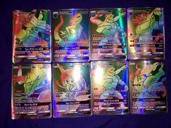 8 Mn Flash Holo Secret Rainbow Rare Gx Cards Setfree Cards