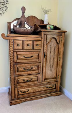 Oak Wood lingerie Chest Dresser with Cabinet