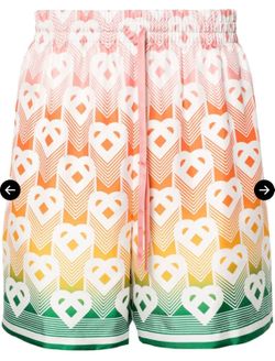 Casablanca Men’s Gradient Heart Silk Shorts - Size M